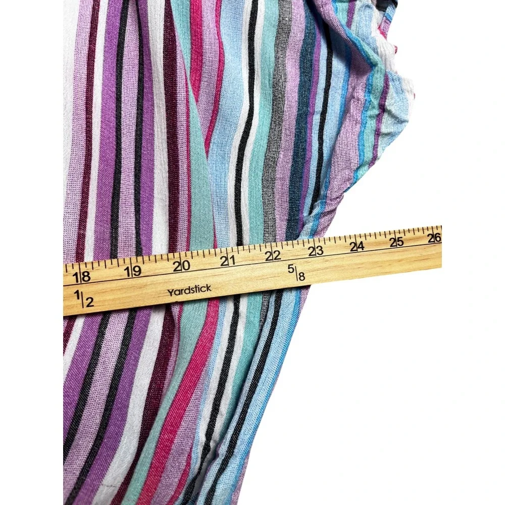 GiGiO Womens Purple Blue Striped Surplice Tie Neck Wrap Top Blouse‎ TJ1100 M